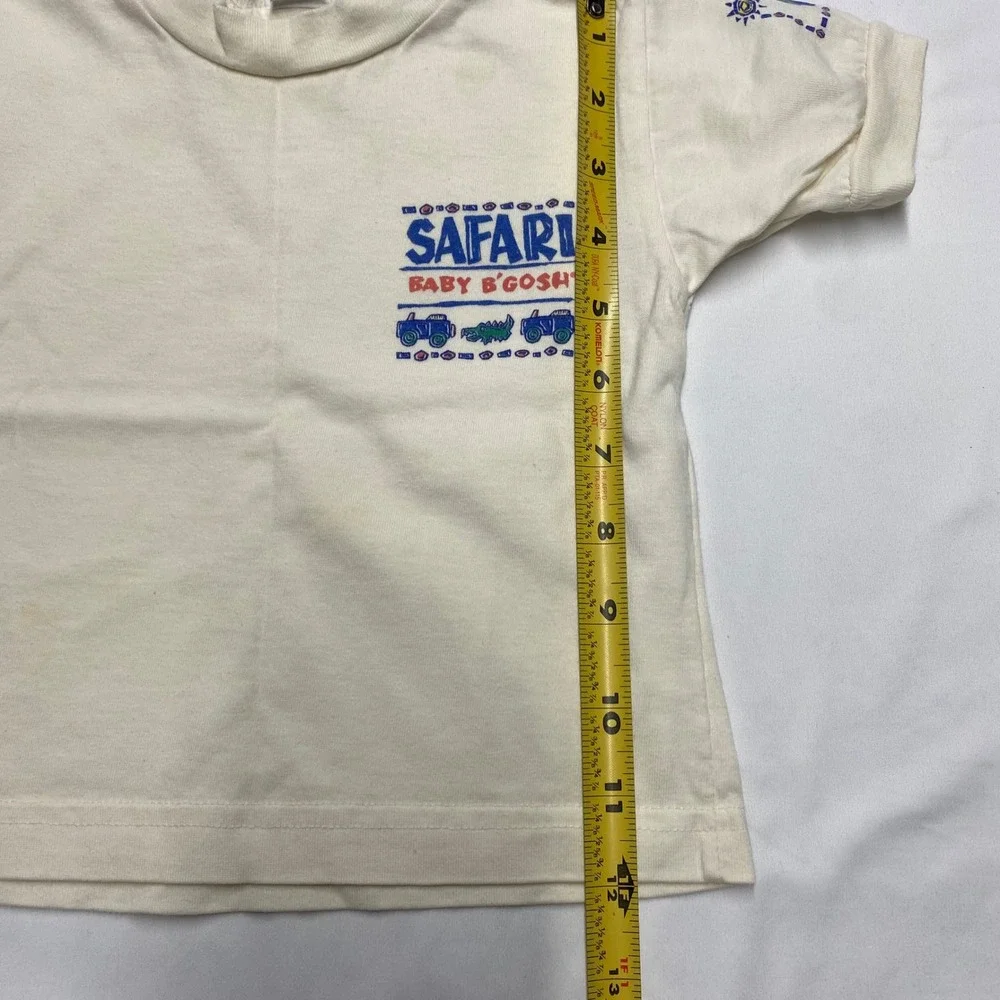 Vintage Baby B'gosh Safari Graphic T-Shirt 12 Months Cream Made in USA 90s